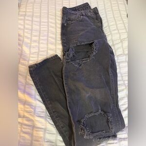 American Eagle Outfitters Distressed Dark Gray Boyfriend Jeans